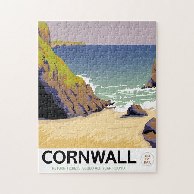 Cornwall Vintages Reiseplakat. Puzzle (Vertikal)