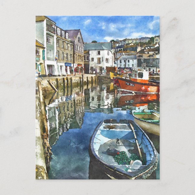 Cornwall Watercolor-Style Postkarte (Vorderseite)