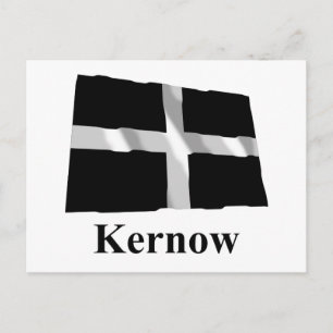 Cornwall Wave Flag mit Name in Cornish Postkarte
