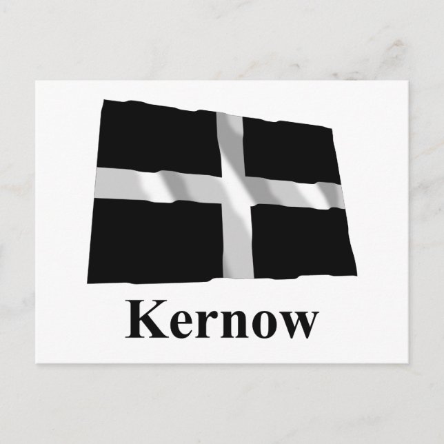 Cornwall Wave Flag mit Name in Cornish Postkarte (Vorderseite)