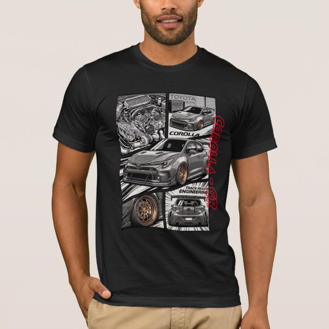 Corolla GR JDM Manga-Comic-Panel T-Shirt (Vorderseite)