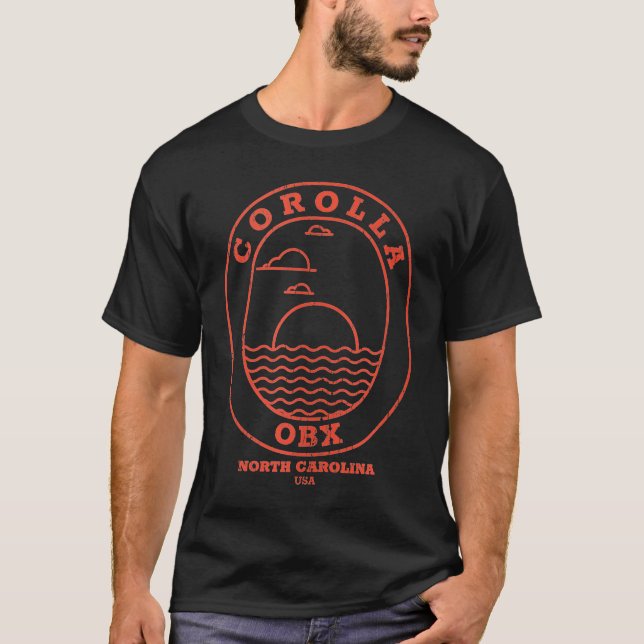 Corolla NC Summertime Vacationing Oval Sunrise Tan T-Shirt (Vorderseite)