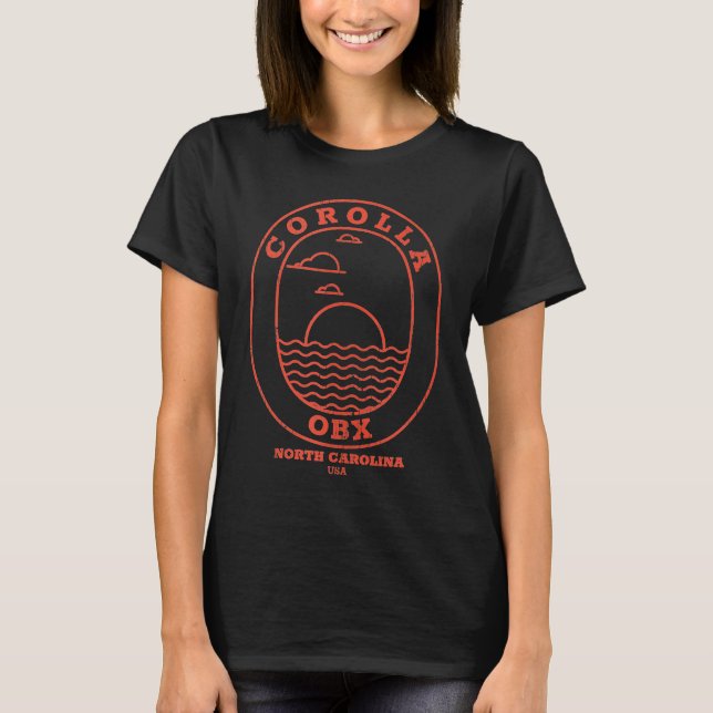Corolla NC Summertime Vacationing Oval Sunrise Tan T-Shirt (Vorderseite)