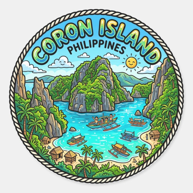 Coron Insel Philippinen Runder Aufkleber (Vorderseite)