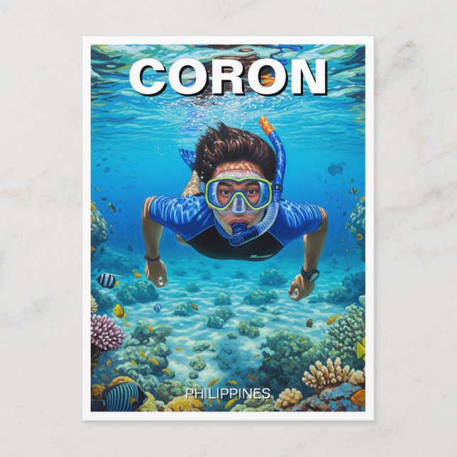 Coron Philippines Scuba Diver Postkarte (Vorderseite)
