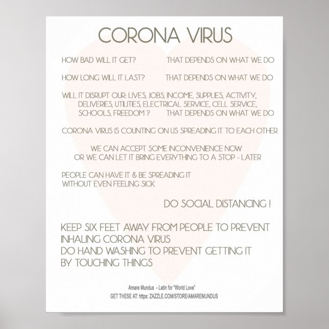 Corona Virus Advice Poster für den Arbeitsplatz, Z (Vorne)