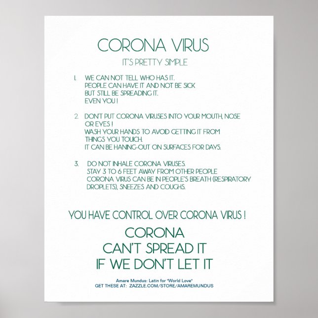 Corona Virus Facsheet sign poster workplace (Vorne)