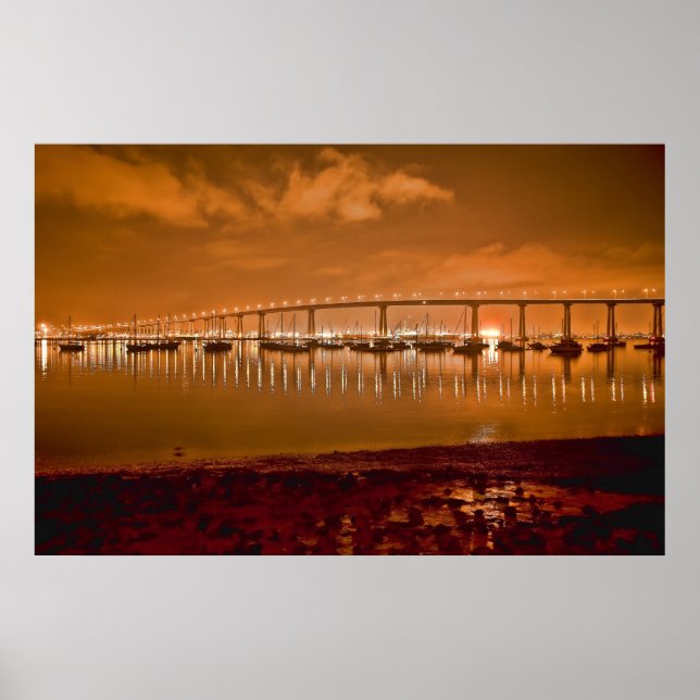 Coronado Bay Bridge bei Nachtplakat Poster (Vorne)