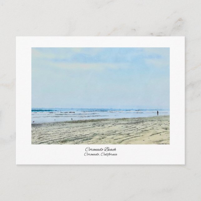 Coronado Beach California Aquarell Print Postkarte (Vorderseite)