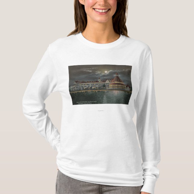 Coronado, CA - Moonlit Ansicht von Hotel Del T-Shirt (Vorderseite)