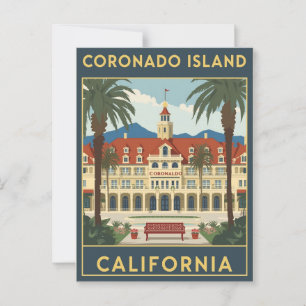 Coronado-Insel Kalifornien Vintage Postkarte
