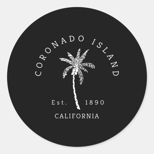 Coronado Island California Palm Tree Novelty Runder Aufkleber (Vorderseite)
