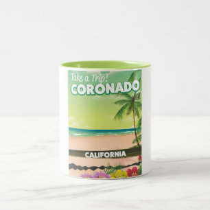 Coronado Kalifornien Strand Reiseplakat Zweifarbige Tasse