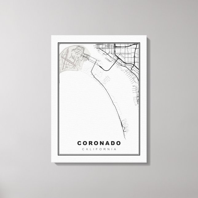 Coronado Karte Leinwanddruck (Vorderseite)