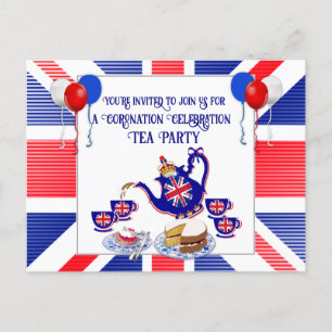 Coronation Celebration Tee Party Einladung Postc Postkarte