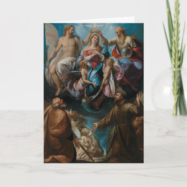 Coronation Jungfrau Mary St. Joseph Francis Karte (Vorderseite)