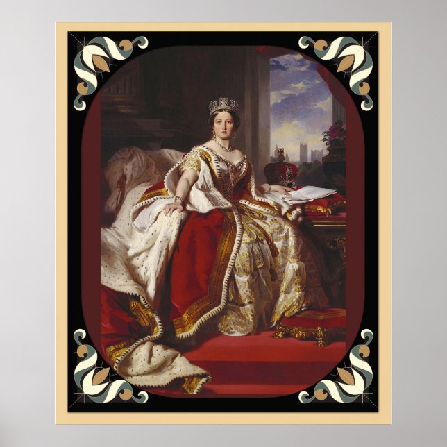 Coronation Portrait of Queen Victoria w/Frame Edge Poster (Vorne)