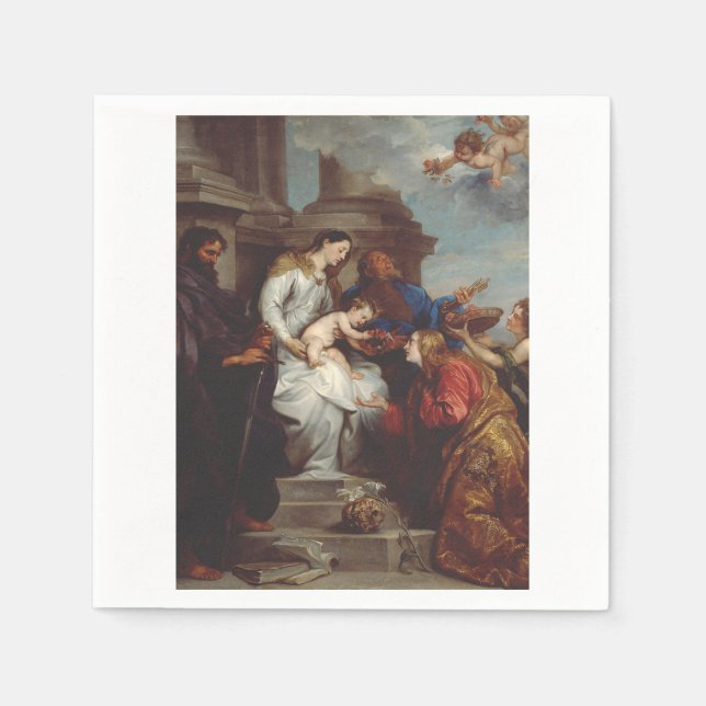 Coronation Saint Rosalia von Anthony van Dyck Serviette (Vorderseite)