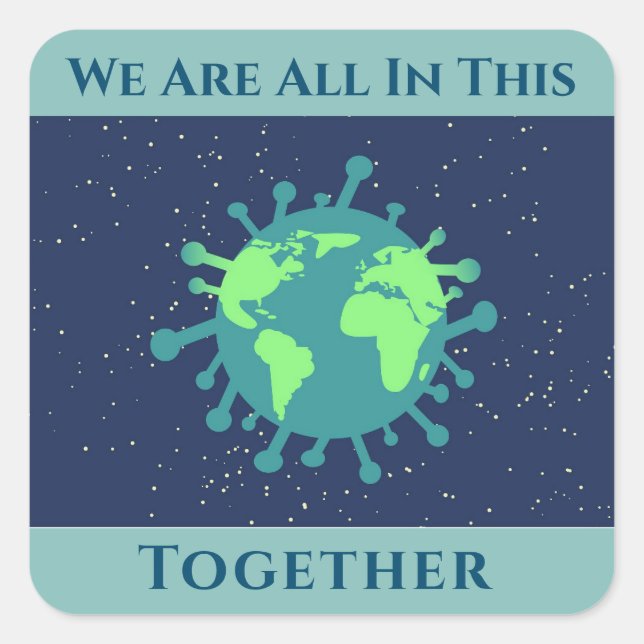 Coronavirus Covid 19 zusammen Quadratischer Aufkleber (Vorderseite)