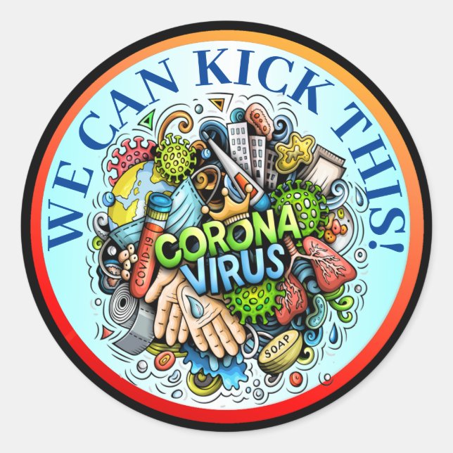 Coronavirus Kick It Runder Aufkleber (Vorderseite)
