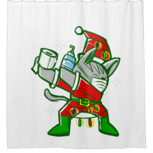 Coronavirus santa claus cat christlich duschvorhang