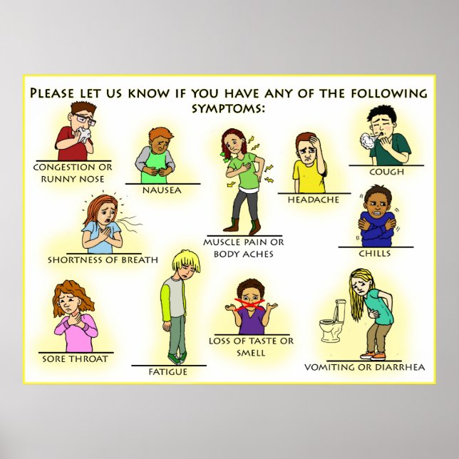 Coronavirus visuelle Symptome Poster (Vorne)