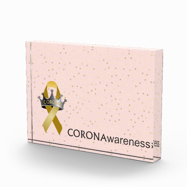 CORONAwareness Pink Confetti Anpassbare Lucite Fotoblock (Rechts)
