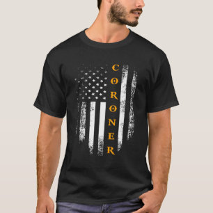 Coroner mit amerikanischer Flagge für Polizei T-Shirt