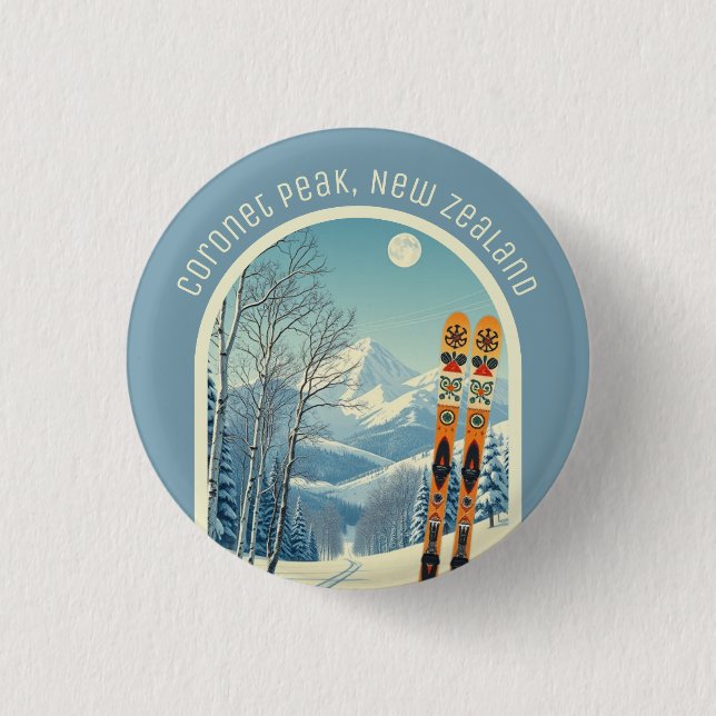 Coronet Peak Neuseeland Skigebiet Souvenir Button (Vorderseite)