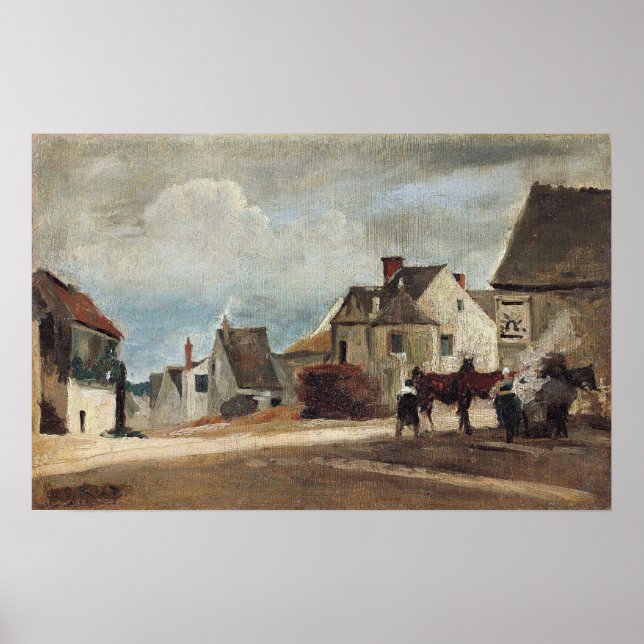 Corot - Aussicht auf Mantes Le Marechal-Ferrant Poster (Vorne)