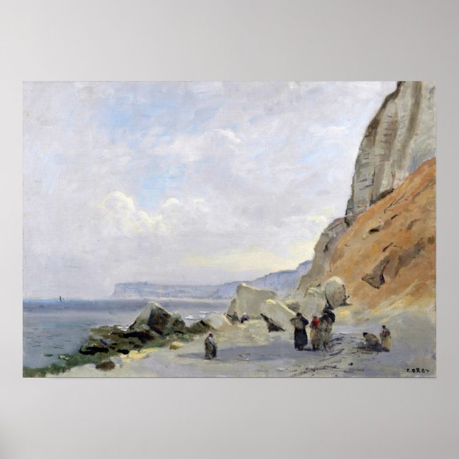 Corot - Chalk Cliffs in der Nähe von Yport Poster (Vorne)