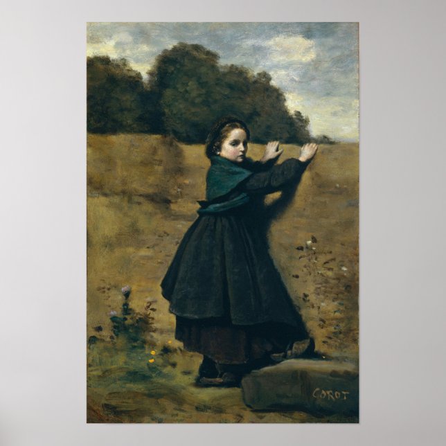 Corot - das neugierige kleine Mädchen Poster (Vorne)