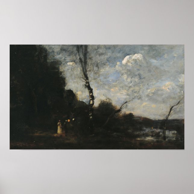 Corot - Holzkante mit drei Bauernfrauen Poster (Vorne)