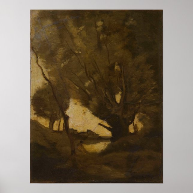 Corot - Italienische Landschaft Poster (Vorne)