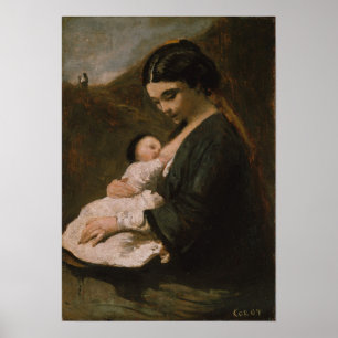 Corot - Mutter und Kind Poster