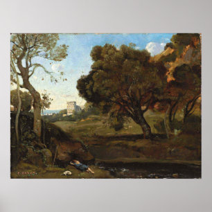 Corot - Shepherd-Erholung Poster