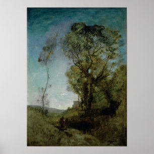 Corot - The Italian Villa Behind Les Buttone 1855 Poster