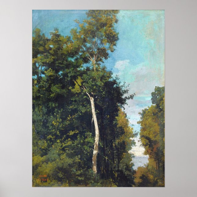 Corot - Wald an der Grace Coast in Honfleur Poster (Vorne)