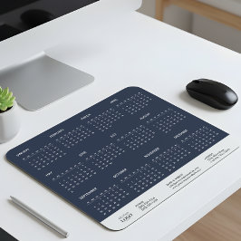 Corporate 2026 Calendar Year at a Glance Navy Blue Mousepad