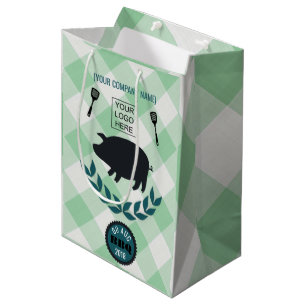 Corporate Barbecue Logo-Gastgeschenk hinzufügen Mittlere Geschenktüte