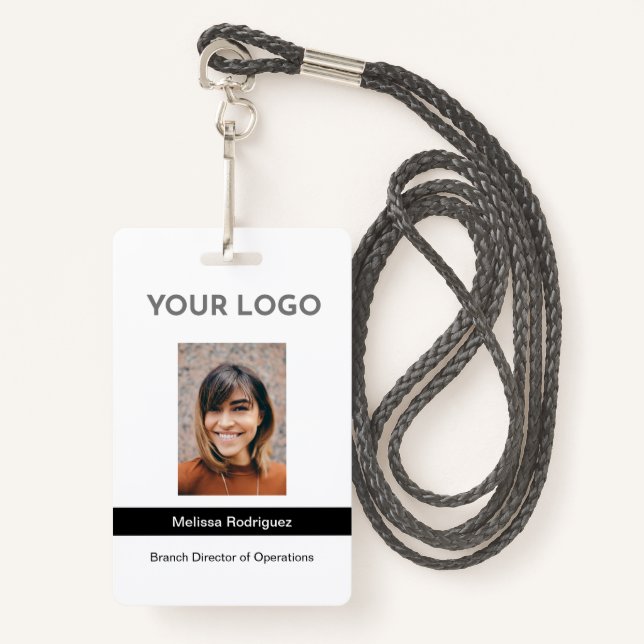 Corporate Black Employee Foto ID Ausweis (Vorderseite mit Schlüsselband)