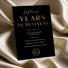 Corporate Black & Gold Logo Business Anniversary Einladung