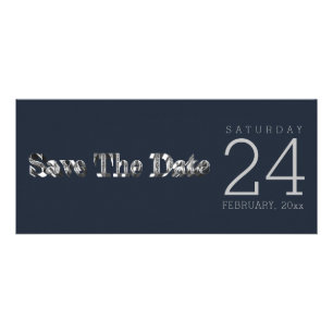 Corporate Blue Save the Date Chic Silver Grau Text Werbekarte