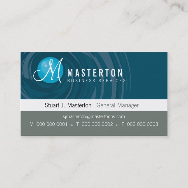 CORPORATE BUSINESS CARD Zyklon Monogramm blau Visitenkarte (Vorderseite)
