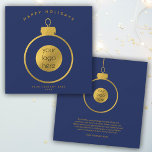 Corporate Business Logo Christmas Ornament Card<br><div class="desc">A simple and stylish business or company Christmas navy blue and gold Christmas ornament "Happy Holidays" card design that can be customized to your logo and text. Customize further with your own card color and texture.</div>