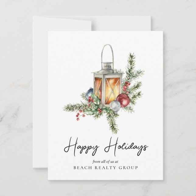 Corporate Business Logo Christmas Watercolor  Feiertagskarte (Vorderseite)