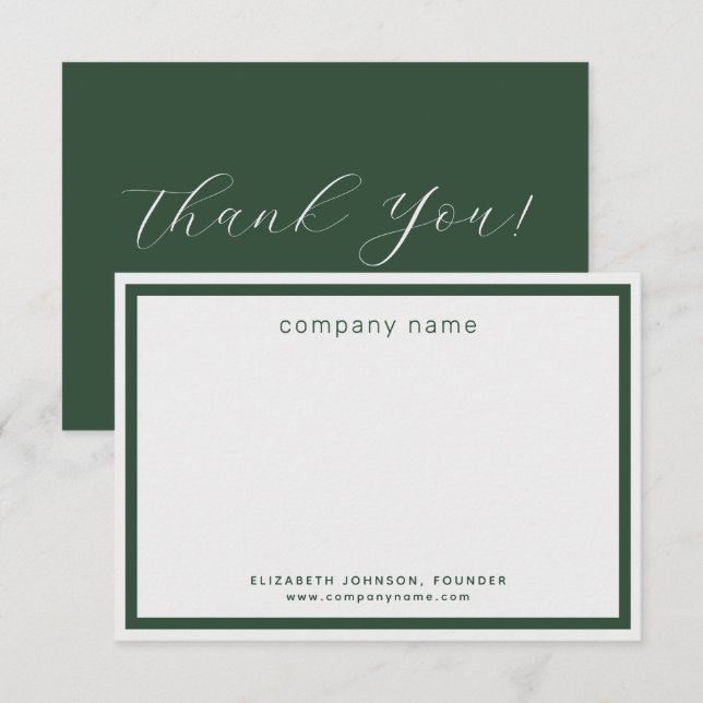 Corporate Business Modern Green Light Gray Dankeskarte (Vorne/Hinten)