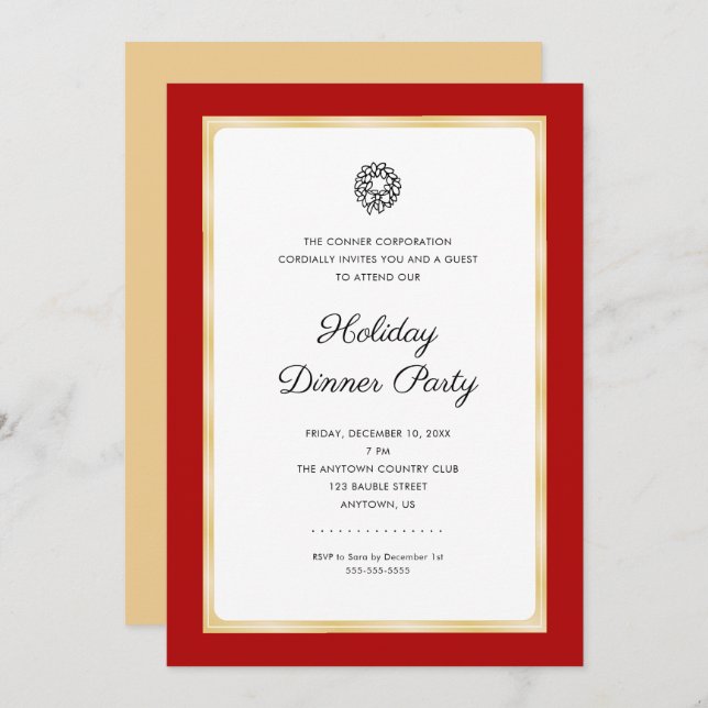 Corporate Christmas Party Simple Classic Einladung (Vorne/Hinten)