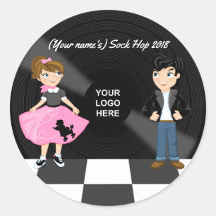 Corporate/Club/College/School Sock Hop Retro-Party Runder Aufkleber