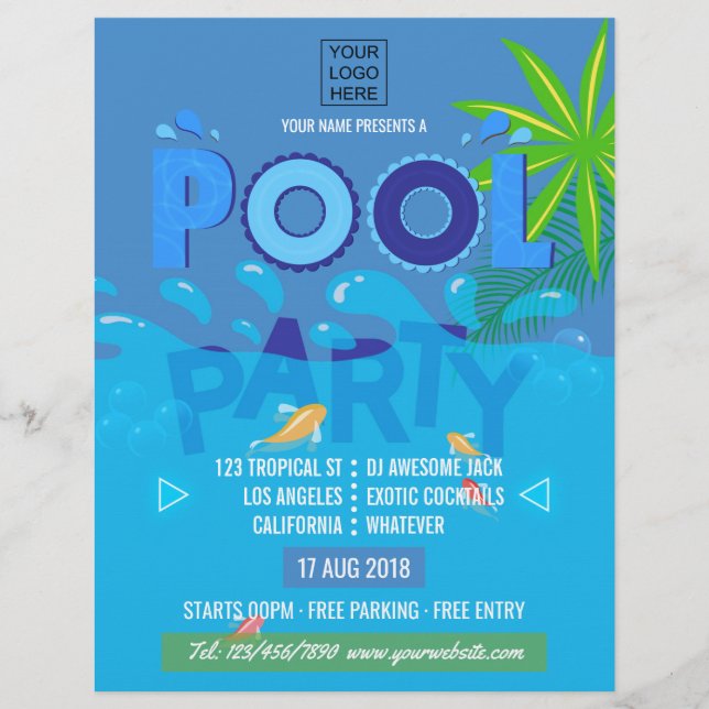 Corporate/Club Summer Pool Party Einladung Flyer (Vorne)